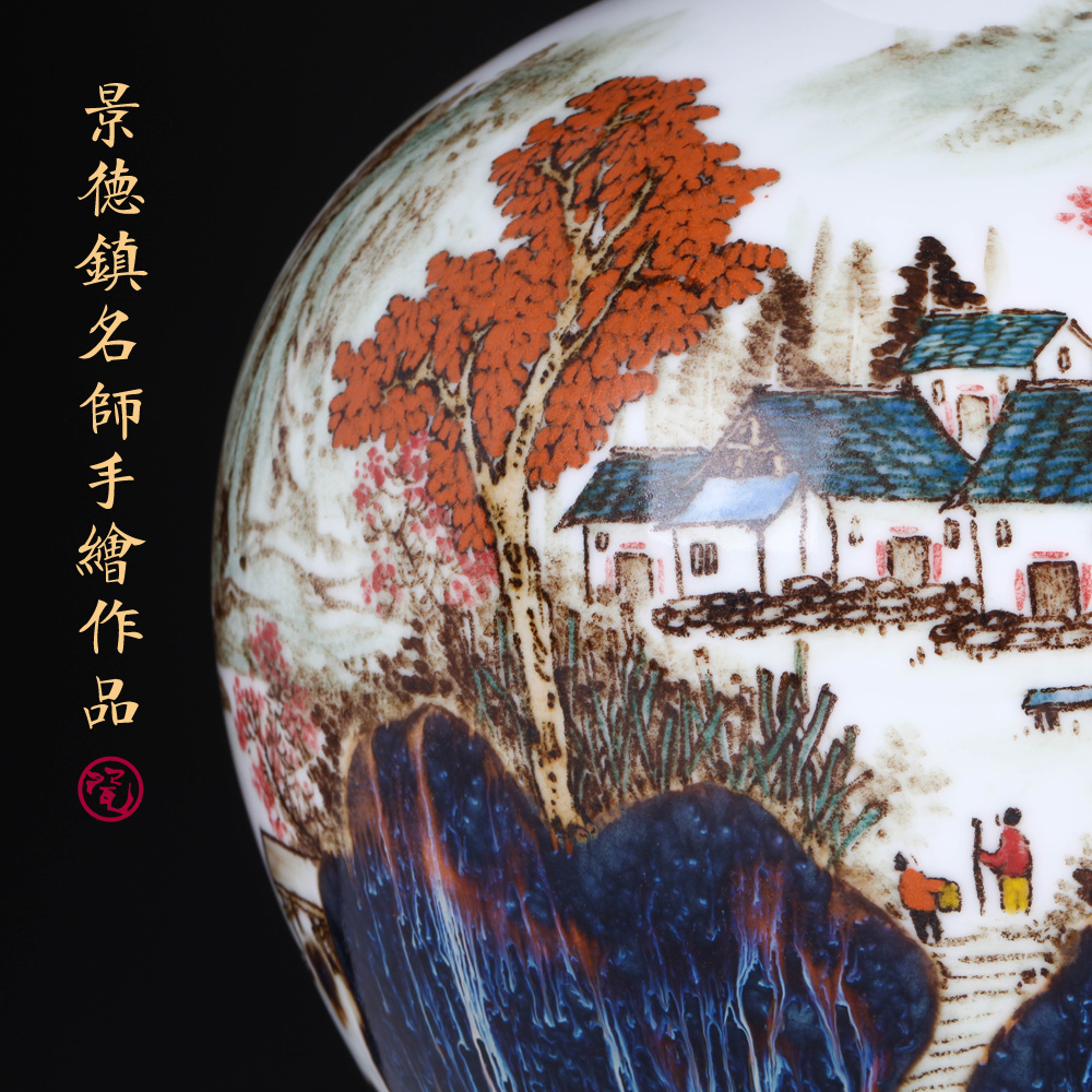 Jingdezhen ceramics furnishing articles hand - made shan vase sitting room porch decoration of Chinese style household decoration after the rain