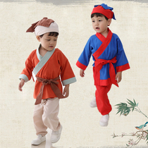 Mengbao ancient costume Baby photography suit Small medicine child daily cotton and hemp Han suit Half sleeve Childrens magic pen Maliang performance suit