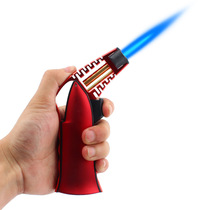 Straight punch large fire welding gun lighter human body mechanics aluminum alloy metal body hand grip inflatable lighter