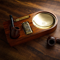 LUBINSKI LUBINSKI accessories solid wood dual pipe cigar ashtray open fire lighter press bar set