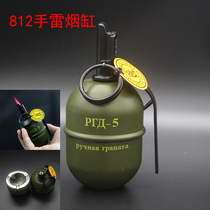 Military fans aggravated big green glossy high explosive grenade ashtray model military lighter with metal ashtray