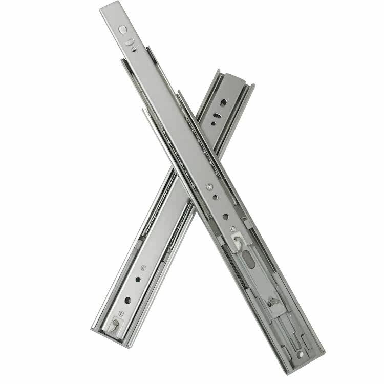 45宽抽屉轨道 阻尼液压滑轨 静音缓冲三节轨 抽屉导轨滑道