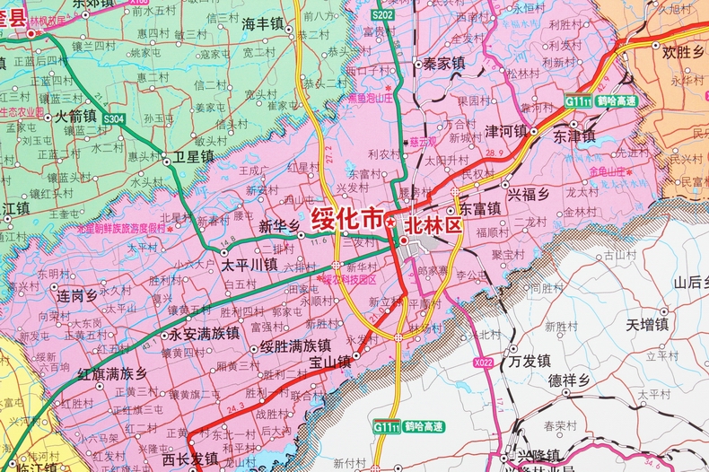 快速发货绥化市地图挂图绥化市交通图绥化市政区图14x1米大幅面宽杆