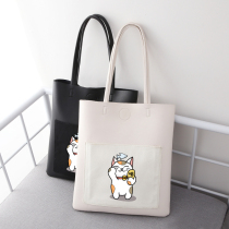 2020 Korean version of cute cat printing student bag large capacity simple Korean version of the tide shoulder bag tote bag