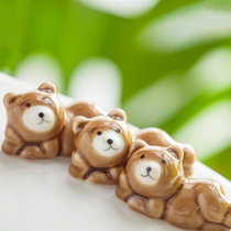 zakka Japanese ceramic cute brown bear cute chopsticks rack chopsticks rack ornaments chopsticks household chopsticks crafts