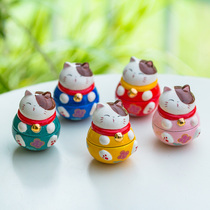 zakka Japanese creative cat gift ceramic jewelry cute animal ornaments five-color lucky cat Tumbler