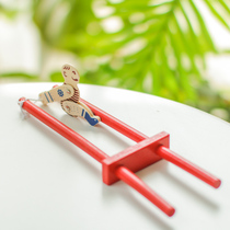 Wooden toys Acrobatic man decompression somersault Childrens toys Table games pinch villain Post-80s nostalgic toys