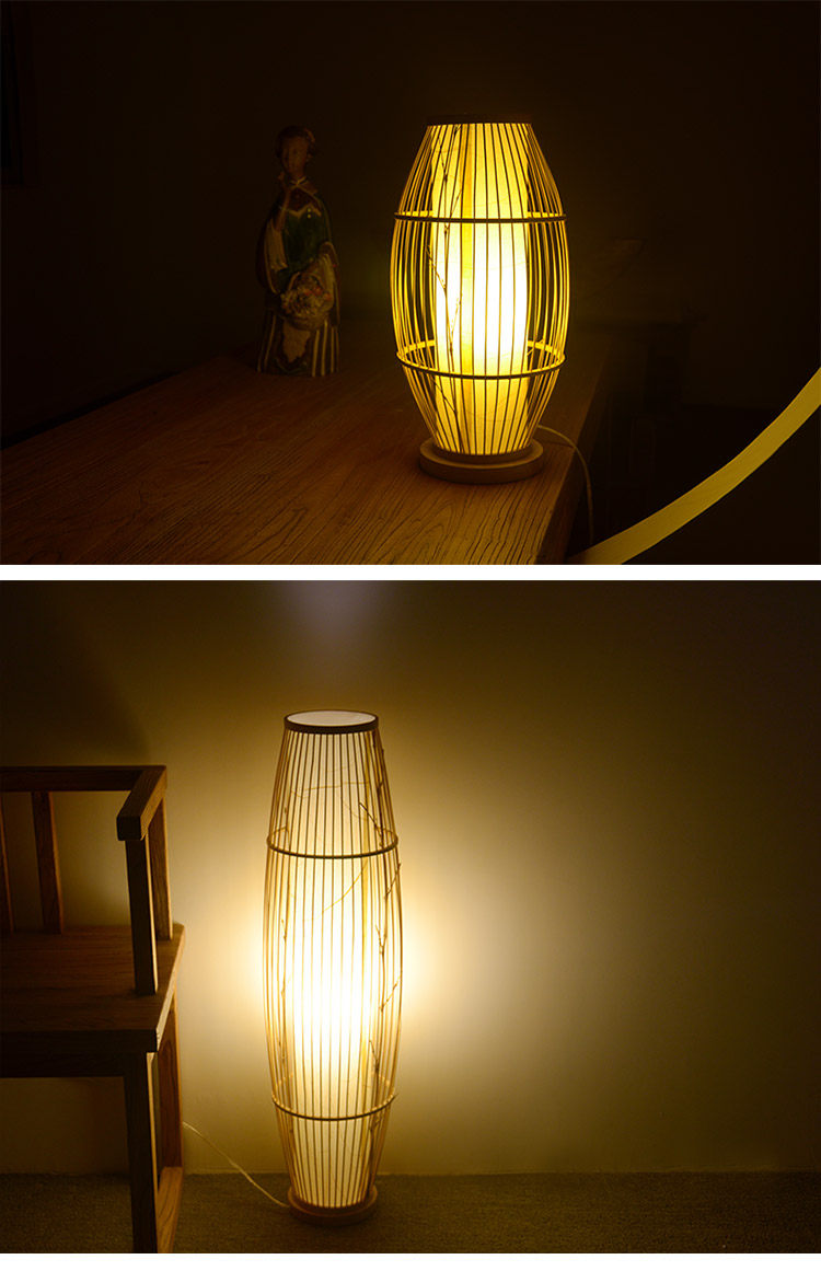 实木日式禅意复古立灯竹编新中式立式台灯地灯 落地灯 客厅卧室