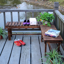 Solid Wood old park chair anticorrosive wood bench courtyard garden outdoor wooden chair balcony casual long stool