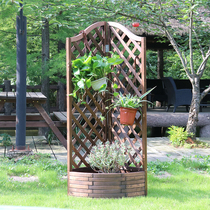 Outdoor balcony carbonized anticorrosive wood fence grid flower trough climbing vine wood pot stand partition flower frame flower box corner