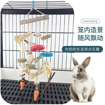 Rabbit handmade wind chime combination molar string rabbit cage decoration landscaping chinchilla guinea pig grass cake apple branch gnawing snacks