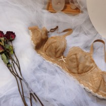 Hidden small Sexy big chest small lace soft steel ring ultra-thin crystal cup underwear women