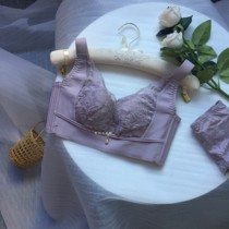 Light luxury seamless breathable large size full cup thin underwear sexy lace soft without steel ring gathering bra