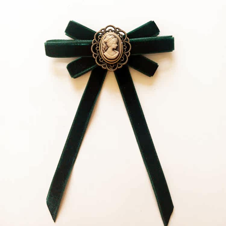墨绿色复古宫廷丝绒小领花美人头装饰原创独家制作好搭配衣服领饰