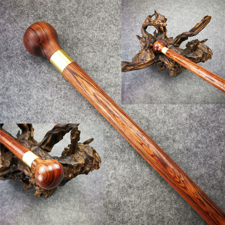 实木拐杖红木手杖老年拐棍黄花梨木质圆头绅士户外登山文明棍