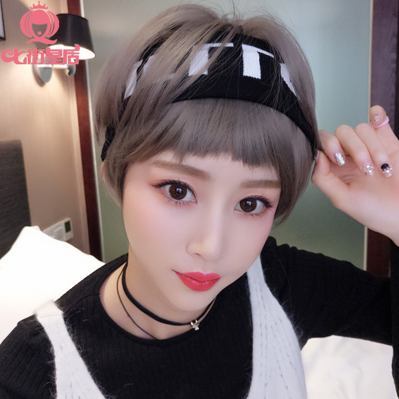 images 3:Wiggirl short hair bobo head korea wave head grandma gray fluffy and handsome net red kiel round face wig images 3:Wiggirl short hair bobo head korea wave head grandma gray fluffy and handsome net red kiel round face wig