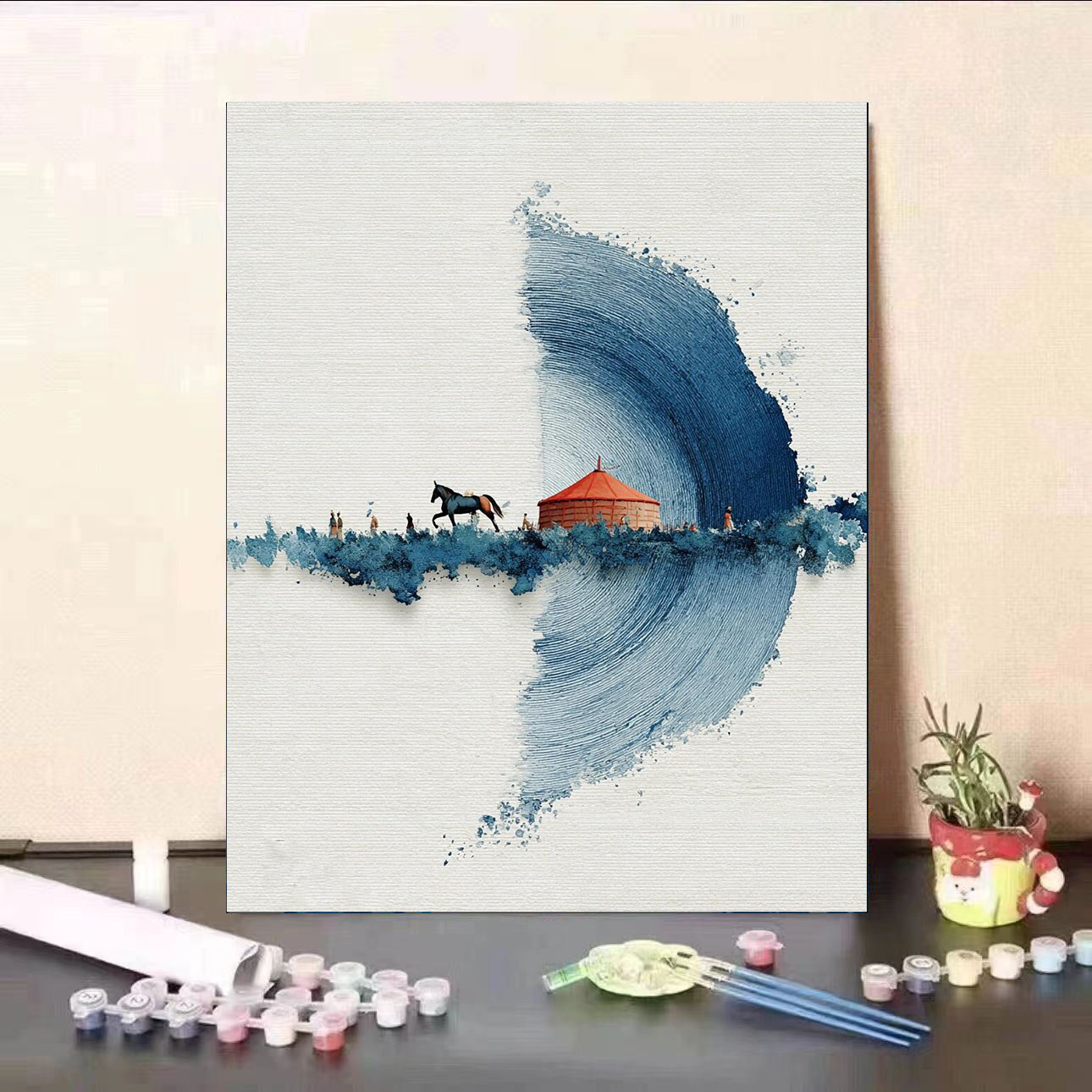 数字油画填色中国风简单又好看山水风景丙烯画0基础涂色画diy画画