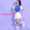 3005 women's blue top+white pleated skirt+socks