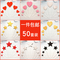 Birthday cake card decoration love Pentagon star suit wedding Valentines Day Chinese Valentines Day baking supplies ornaments
