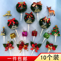 Christmas Cake Decoration Christmas Tree Cedon Elk Roe Deer Santa Presents Snowman Grass Circle Decoration Plug-in Plugin