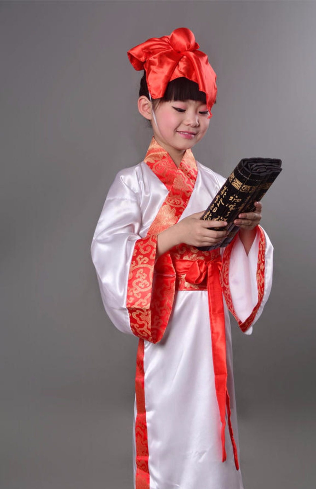 儿童古装汉服开笔成长礼弟子规古装女幼儿园书童演出服三字经国学