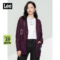 Lee mall same 101 21 autumn and winter New comfortable purple Womens sweater cardigan LWT001269CUB-237