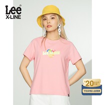 LeeXLINE 21 spring and summer new standard edition printing multi-color womens short-sleeved T-shirt slim L439174LE