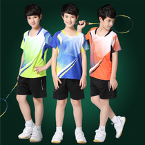 2019 new badminton suit mens and womens short-sleeved quick-drying printing custom childrens boys and girls table tennis net