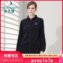 Mirandas new middle-aged mothers corduroy shirt embroidered temperament mothers blouse WK330009