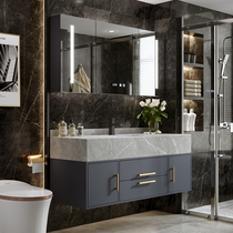 Light luxury bathroom cabinet combination simple modern small apartment toilet hand wash face Basin rock board integrated wash table