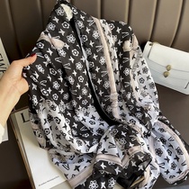 Luxe Temperament Alphabet Chain Scarf Female Decorative Silk Scarf Sunscreen Shawl Scarf