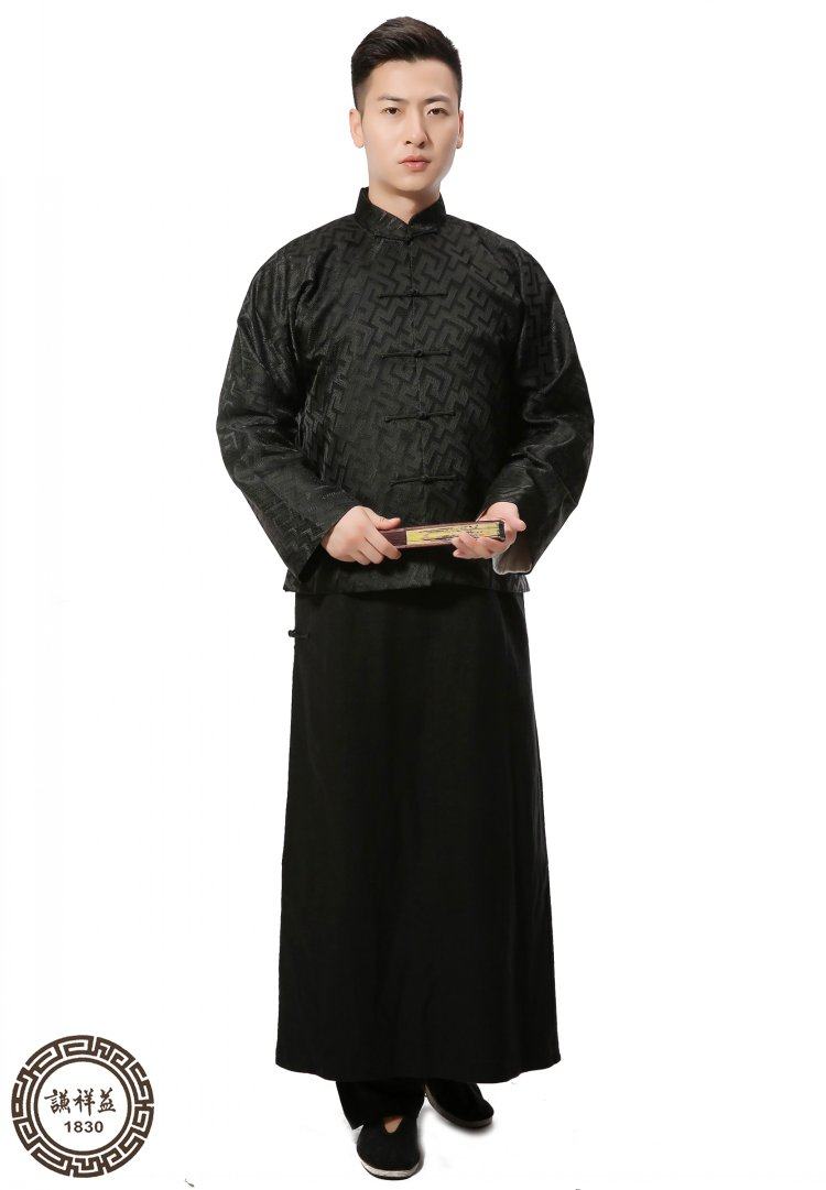 中式春秋季复古立领马褂唐装男长袖盘扣民族外套相声舞台表演上衣