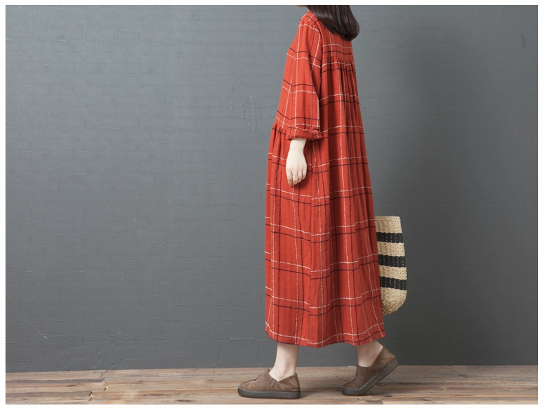 Ten Mu cotton mùa thu phong cách mới 2021 cổ áo búp bê nghệ thuật hàn quốc giảm tuổi tác dài tay sọc cotton dài tay - Sản phẩm HOT