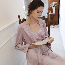 Finally wait until you ~ French goddess OLOEY pajamas female autumn and winter mink velvet sexy suspender nightgown suit