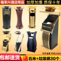 Hotel trash can lobby vertical stainless steel elevator entrance hotel commercial outdoor KTV clubhouse ashtray with lid