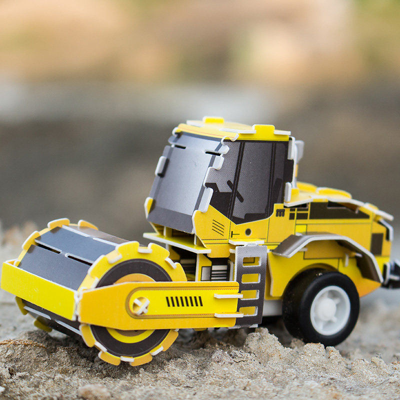 荣骏回力工程车3d立体拼图拼装汽车模型幼儿童手工益智力diy玩具