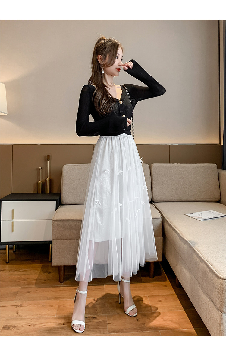 实拍现货2020秋新款蝴蝶结纱裙闪光亮片公主裙大摆裙伞裙仙女裙