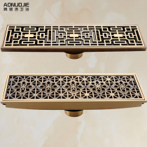 Diving all copper antique rectangular floor drain large displacement deodorant 20 sealed bathroom shower wet area Boat Chinese style 30