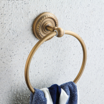 Punch-free all-copper antique bathroom pendant European-style towel ring Towel hanging ring ring towel rack
