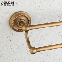 Punch-free all copper antique copper towel rack double pole bathroom hanger rack toilet storage 40cm 50CM