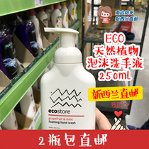 2 bottles of New Zealand direct mail Eco store pure natural plant foam hand sanitizer 250ml