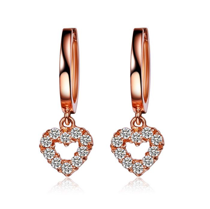 佐卡伊 浪漫之心 共26分18k金钻石耳环耳钉耳饰女款 玫瑰/白可选