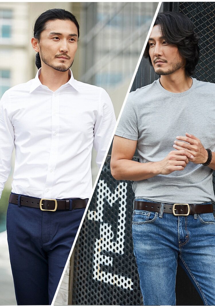 牛当家男士皮带纯牛皮针扣腰带男休闲皮带百搭牛仔裤带男真皮腰带