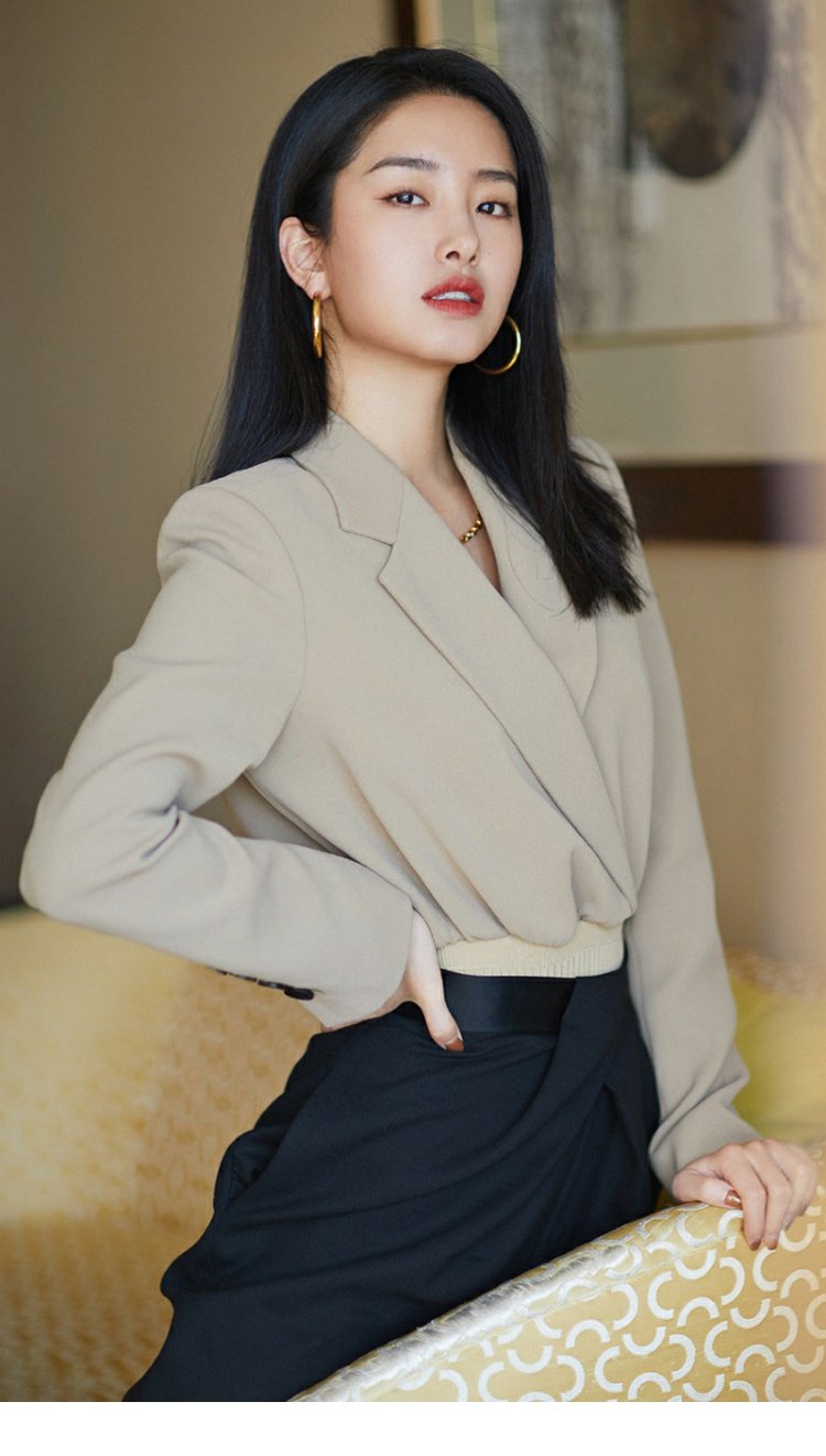 垂感长裤飒西服新春季明星杨采钰同款气质chic连体连档西装外套女