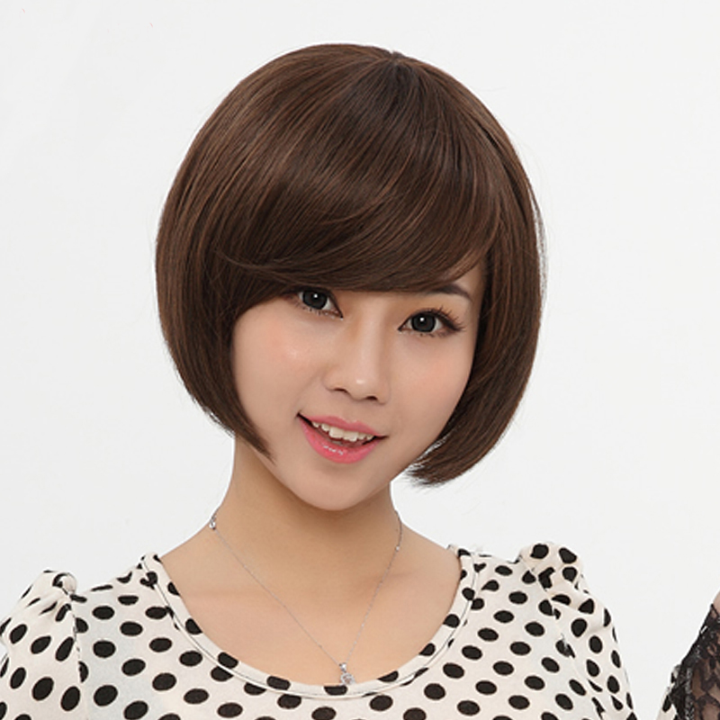 假发女短直发bobo头梨花短发齐斜刘海修脸型哑光逼真波波头假头套