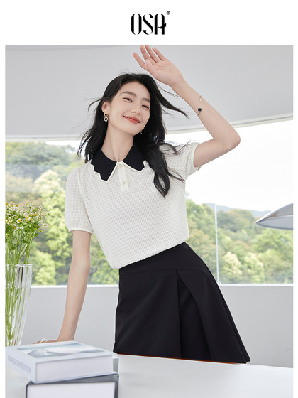 OSA 프랑스 스타일 작은 향기로운 스타일 어깨 어깨 어깨 단락 셔츠 여름에 여성을위한 새로운 확인 퍼프 슬리브 시폰 셔츠 탑 OSA 프랑스 스타일 작은 향기로운 스타일 어깨 어깨 어깨 단락 셔츠 여름에 여성을위한 새로운 확인 퍼프 슬리브 시폰 셔츠 탑