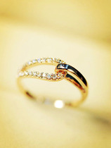 Korean version of Korean version of drop-shaped line winding ring crystal emulation diamond ring Korean ornament