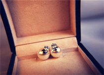 Custom new 3 claws 1 carat emulation drill crystal large pearl earrings earrings pure silver ear needle retro