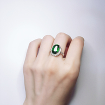 she hua kuan deep dark emerald-green crystal ring 3 Karat zircon diamond ring simulation high-quality models