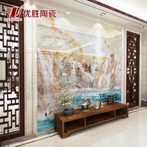 Tile background wall Chinese 3D imitation marble TV background wall Tile living room sofa Haina Baichuan